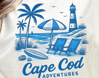 Cape Cod Comfort Colors Shirt | Beach Nautical Graphic Tee | Summer Coastal Lighthouse | Retro Vintage Beachy | Oversized Fit T-Shirt