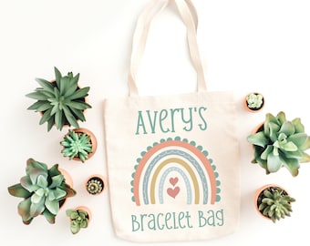 Custom Rainbow Tote Bag | Boho Rainbow | Personalized | Neutral Rainbow | Gift for Girl | Aesthetic Tote | Cute Bag with Name | Boho Bag