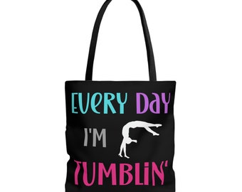 Custom Gymnastics Tote Bag | Tumbling Tote Bag | Acrobat Tote Bag | Cheer Reusable Bag | Gift for Gymnast | Gift for Girl | Flips