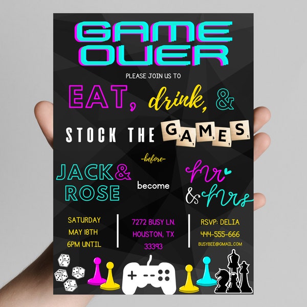 Game Themed Couples Shower Invitation  |  Board Game Invitation