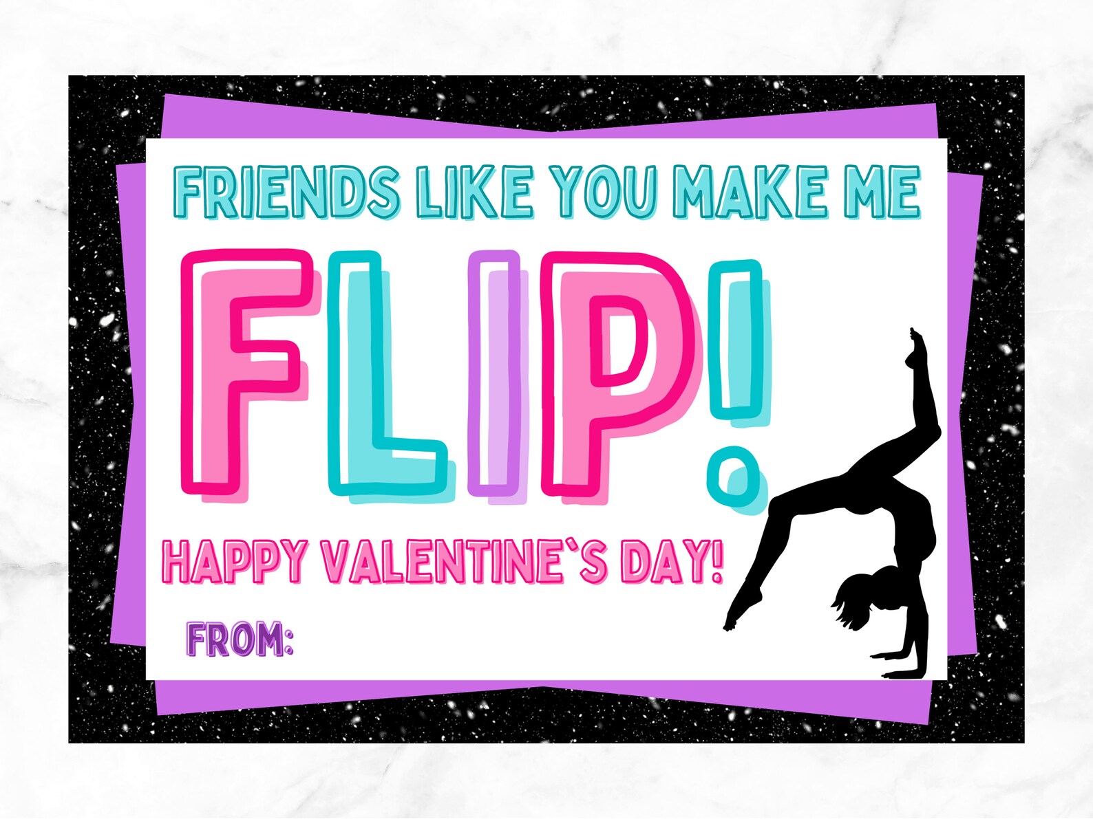 Gymnastics Valentine Cards | Flip Valentine Cards - Etsy