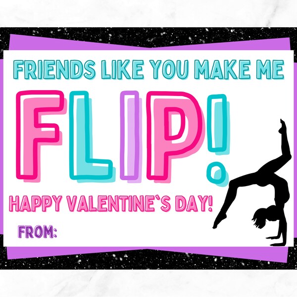 Gymnastics Valentine Cards | Flip Valentine Cards