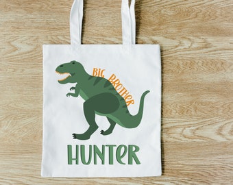 Custom Big Brother Dinosaur Tote Bag | Personalized Big Brother Bag | Big Brother Activity Bag | Big Brother Gift | Big Brother Announcement
