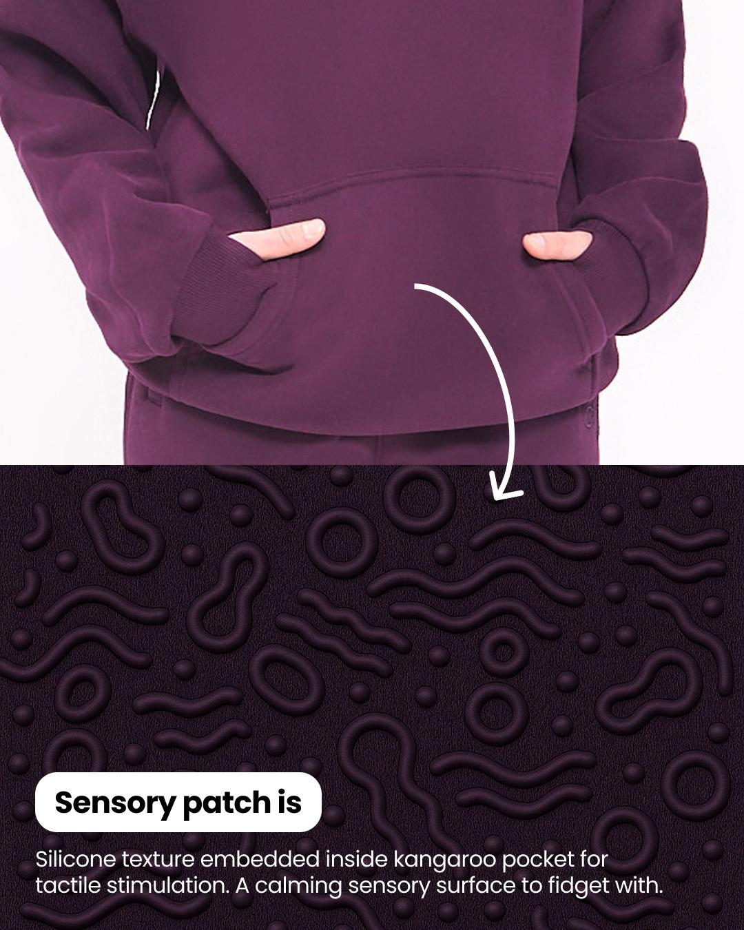 Grounding Kids Hoodie Weighted Hoodie with Built-In Stress Ball Tactile grippy pocket Sensory-Friendly Anxiety Relief Sweatshirt