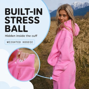 Pastel Sensory Hoodie with Hidden Removable Stress Balls for Adults