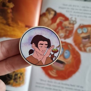 Jim & B.E.N wooden pin badge - Treasure planet inspired