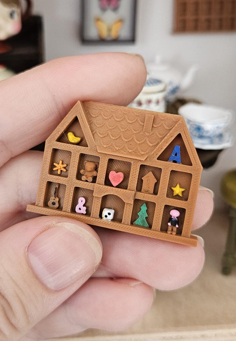 Mini House Shape Rack Miniature Trinket House Shaped Shelf for Dollshouse 1/12th 1/6th Scale ...