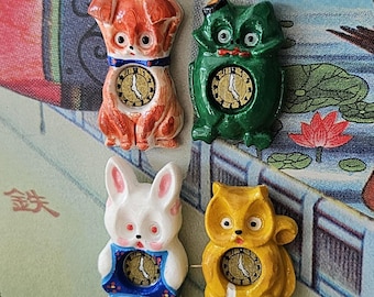 RARE Vintage 1960s Mi-ken Japan Frog Prince Big Eye Tick Tock