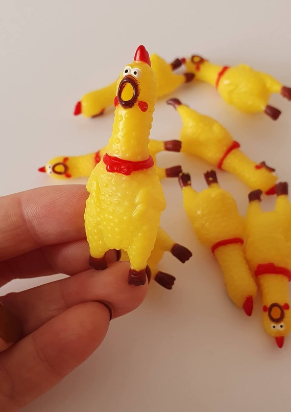 Porte-clés miniature en forme de poulet en caoutchouc, jouet
