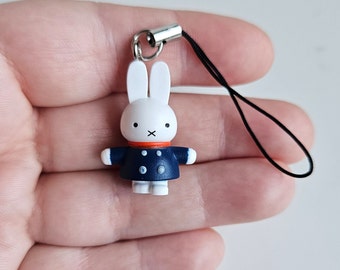 Mini llavero azul Miffy con correa para teléfono