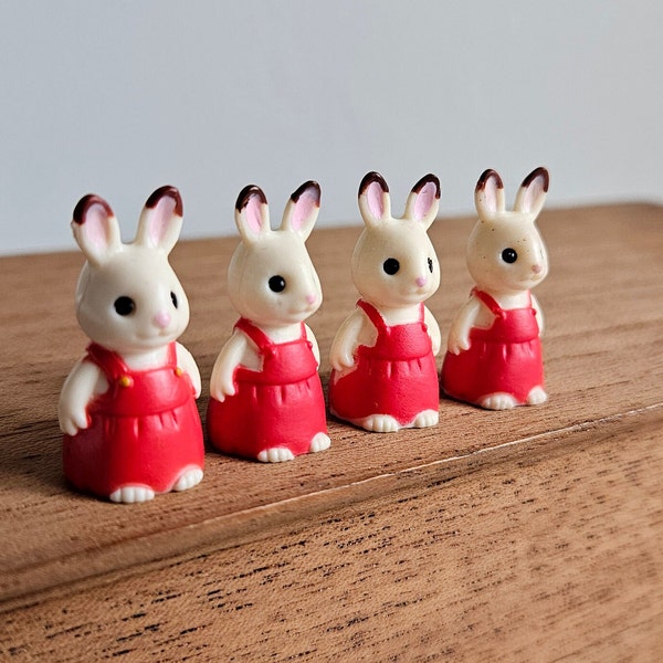 Set of 4 Mini Bunnies In Dresses 3cm