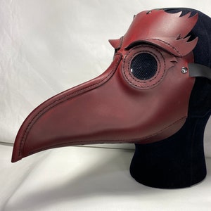 Red Bird Plague Doctor Mask Handmade Leather- IN STOCK
