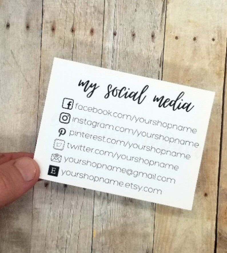 SOCIAL MEDIA CARD My Social Media Pinterest Promo Etsy