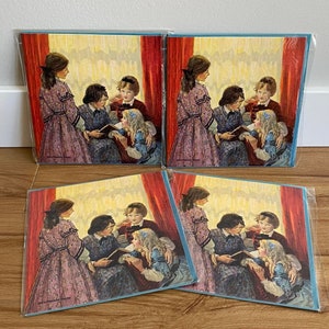 Cartes de voeux Vtg Little Women, illustrations de Jessie Willcox smith, cartes vierges des années 90, illustrations d'illustrateur américain, journal indésirable amusant, filles