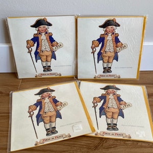 cartes de voeux vintage TJ Whitneys, illustrations de Jessie Willcox Smith, garçon en costume, ensemble de 4 cartes vierges, journal indésirable, art du collage
