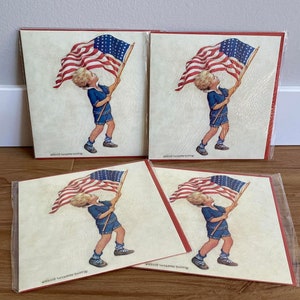 cartes de voeux vintage Jessie Willcox Smith, agitant le drapeau, cartes vierges d'art vtg, cartes patriotiques, cadeau du 4 juillet, illustration américaine