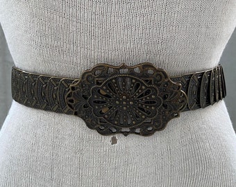 Vintage Ornate Metal Tile Stretch Belt Antiqued Finish Medieval Regency il_fullxfull.989119407_8yns.jpg main image 4