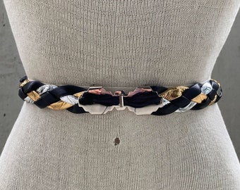 Vintage Silver Tone Coin Stretch Belt, 80s Shiny Disc Metal  display picture 1