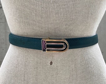 Vintage 1980s Turquoise Stretch Belt / 80s Elastic Belt With
