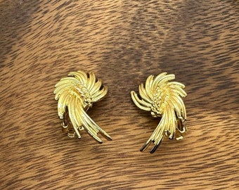 Boucles d'oreilles clip dorées des années 90, boucles d'oreilles feux d'artifice vintage, accessoires d'oreille tendance, élégants et sophistiqués, minimaliste chic