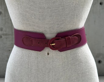 80s Resortcore Fuchsia Wide Woven Waist Belt | Magenta  display picture 1
