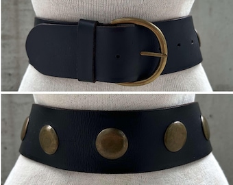 Vintage 90s Snakeskin Leather Belt – Chunky Gold Buckle  display picture 1