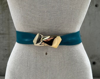 Mimi D N 1976 Vintage Belt Set....green Belt With Gold Leaf  display picture 2