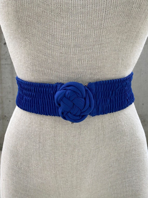 Vintage electric blue fabric elastic belt, fabric 