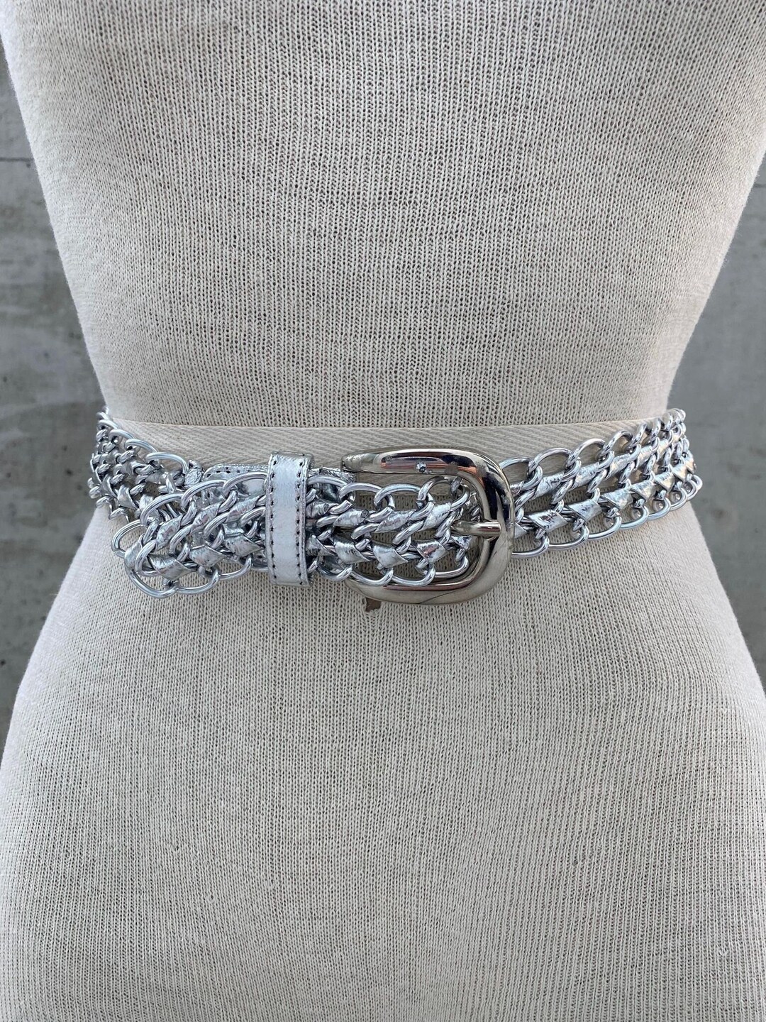 Vintage Black Silver Metallic Retro Belt main image 1