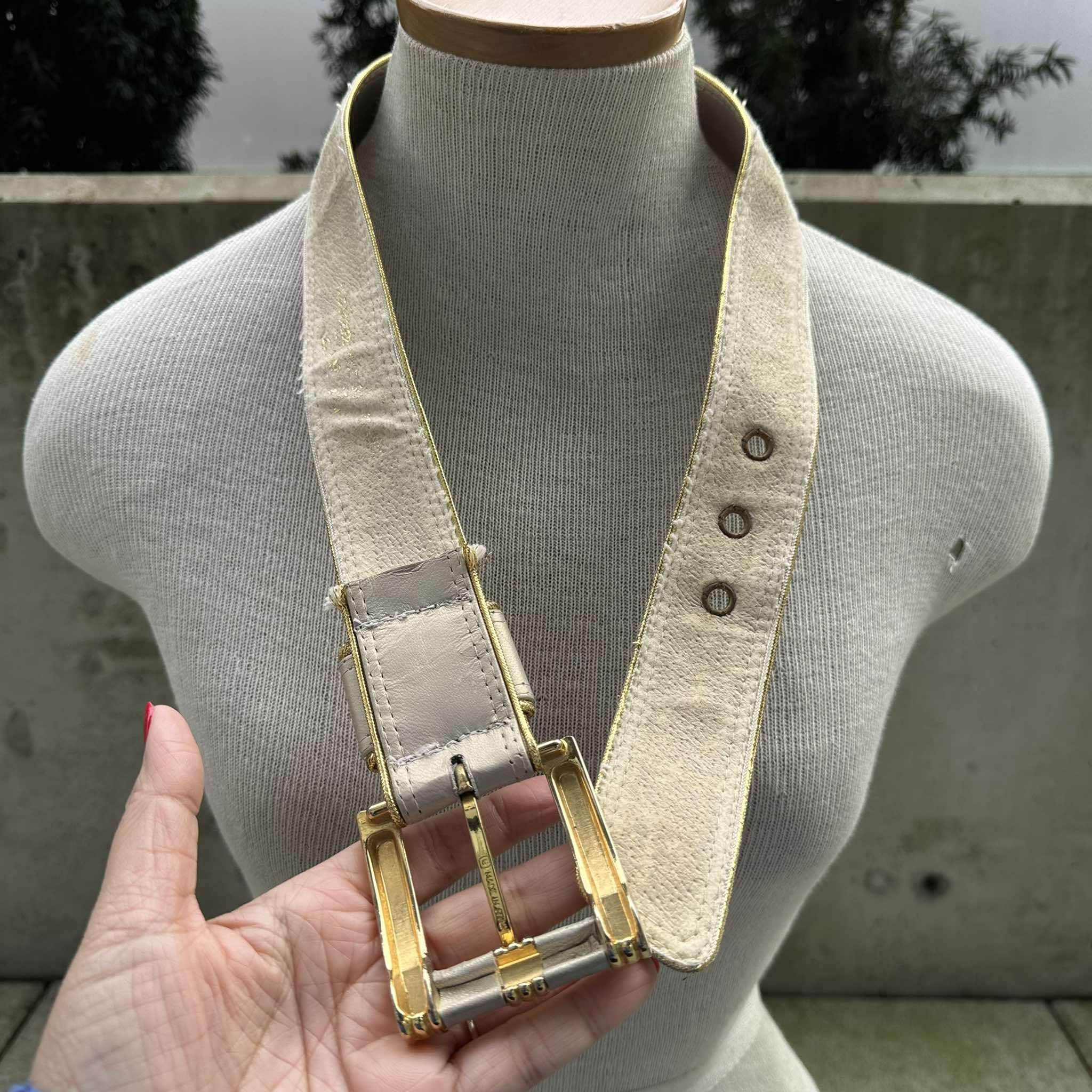 Vtg Suzi Roher Accessories Inc Belt, 80s Beige Gold Tone  display picture 3