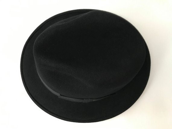 Black Rabbit Fur Felt FEDORA Hat, Vintage Magill Hat MFG Black Rabbit Fur Felt FEDORA Hat, Vintage Magill Hat MFG
