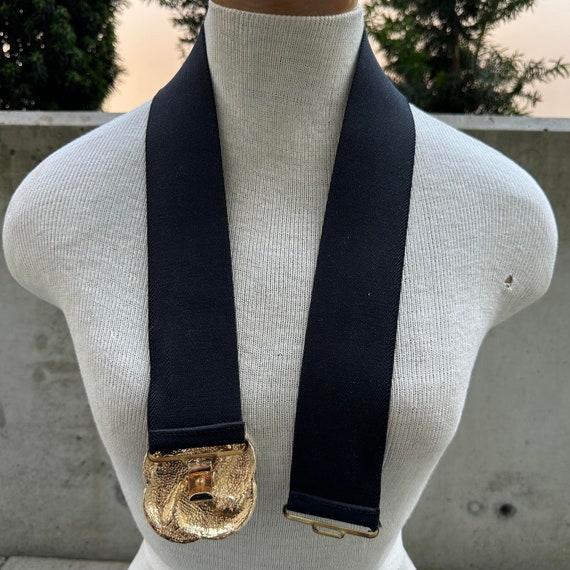Vintage Black Elastic Belt with Gold Statement Buckle 51r0+uXbzEL._AC_SY350_QL65_.jpg main image 3