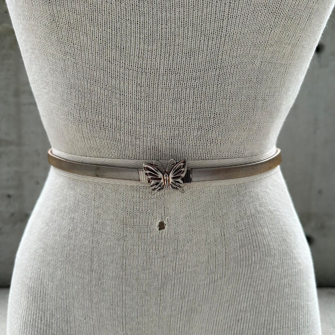 80’s Metal Chain Belt Silver Tone Circles Adjustable main image 1