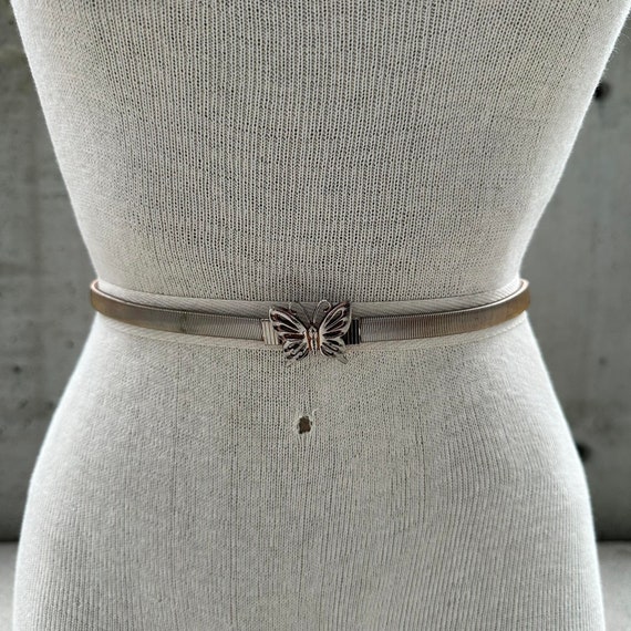 80s Silver Gold Tone Serpentine Belt, Silver Metal Butterfly 80s Silver Gold Tone Serpentine Belt, Silver Metal Butterfly