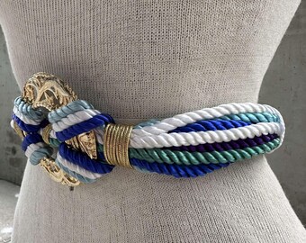 80s/90s Rope Waist Belt With Gold Medallion Plates 80s Metal Rope Belt, Vintage Whimsical Gold Tone Medallion  main image 4
