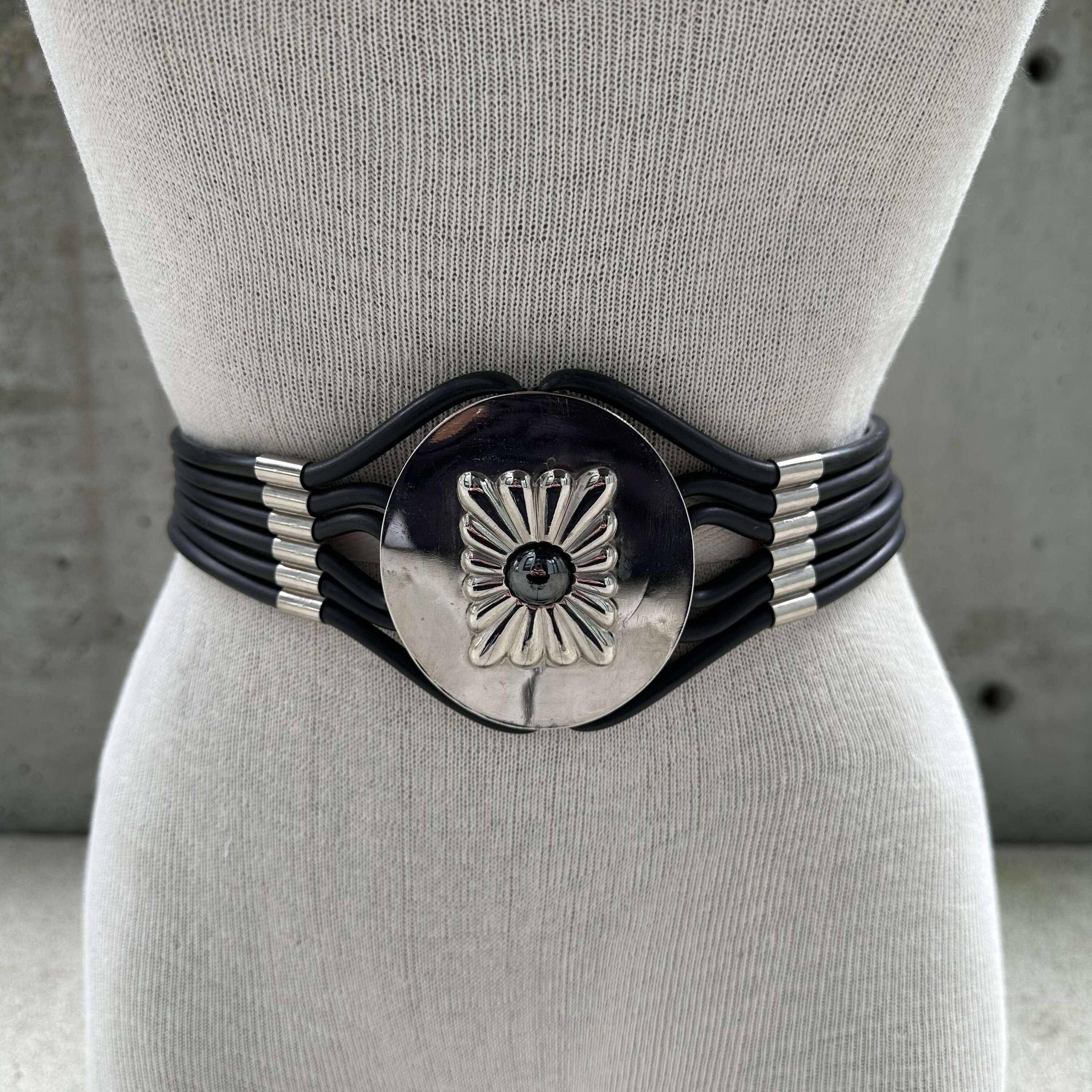 Braided leather oval conchos silvertone metallic belt Braided Oval Concho Belt | Henderson main image 4