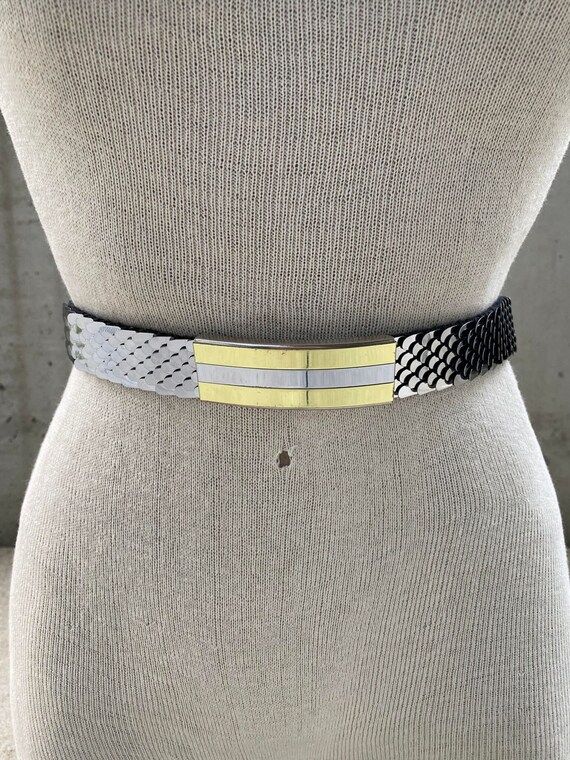 Silver, scaly stretchy belt SUOSDEY Women Fashion Wide Elastic Belt Stretch Waist Belt  main image 4