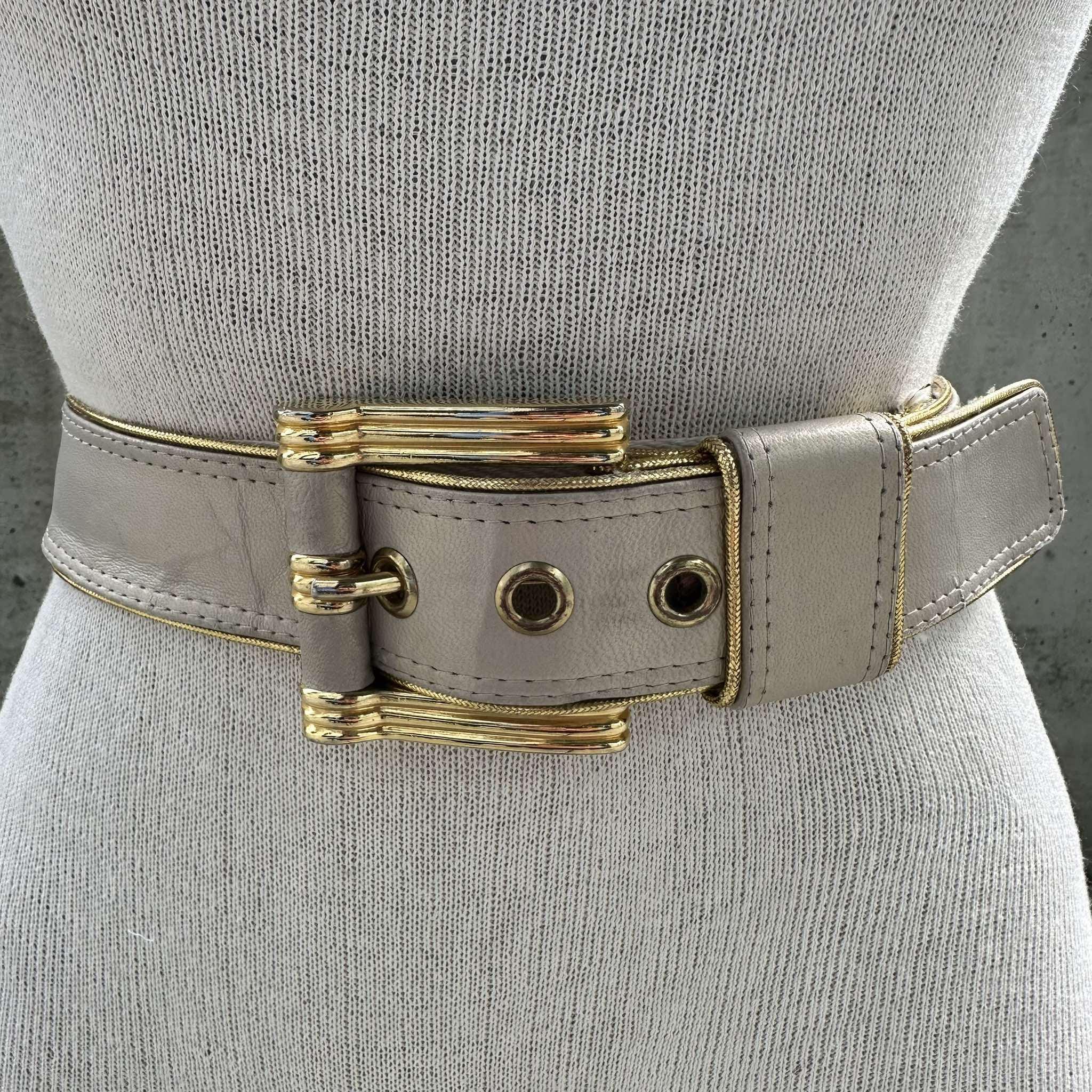 Vtg Suzi Roher Accessories Inc Belt, 80s Beige Gold Tone  display picture 2