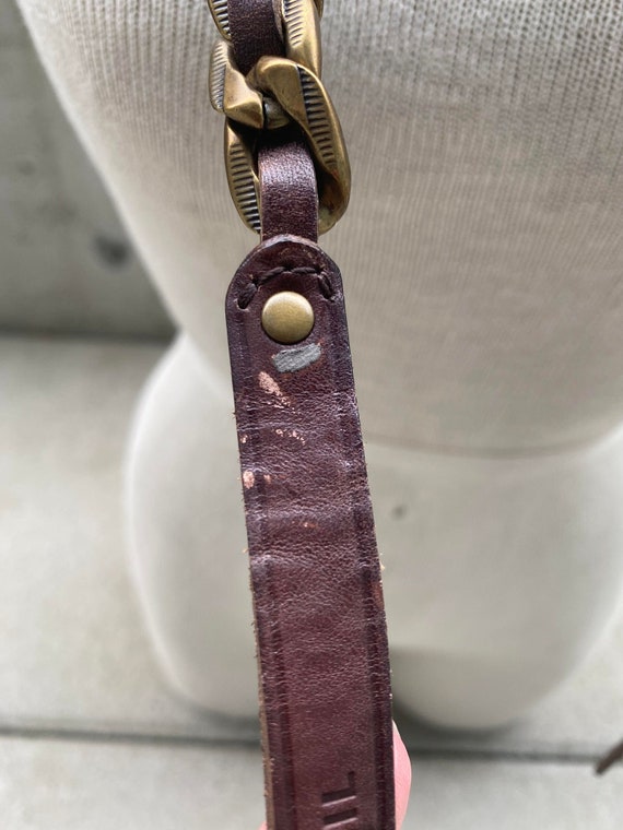 Buy Y2K Fossil Brown Leather and Chain Belt, Skinny Link  display picture 1