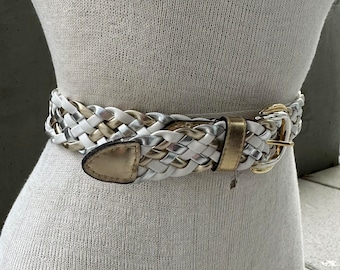 Buy Vintage Tricolor Braided Belt, Gold Tone Buckle, Gold  display picture 3