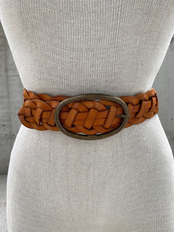 Vintage 1990s Elise M belt, braided brown leather 