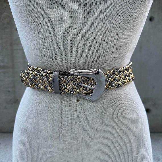 Vintage Gold and Silver Tone Braided Belt, 90s High Waist  display picture 1
