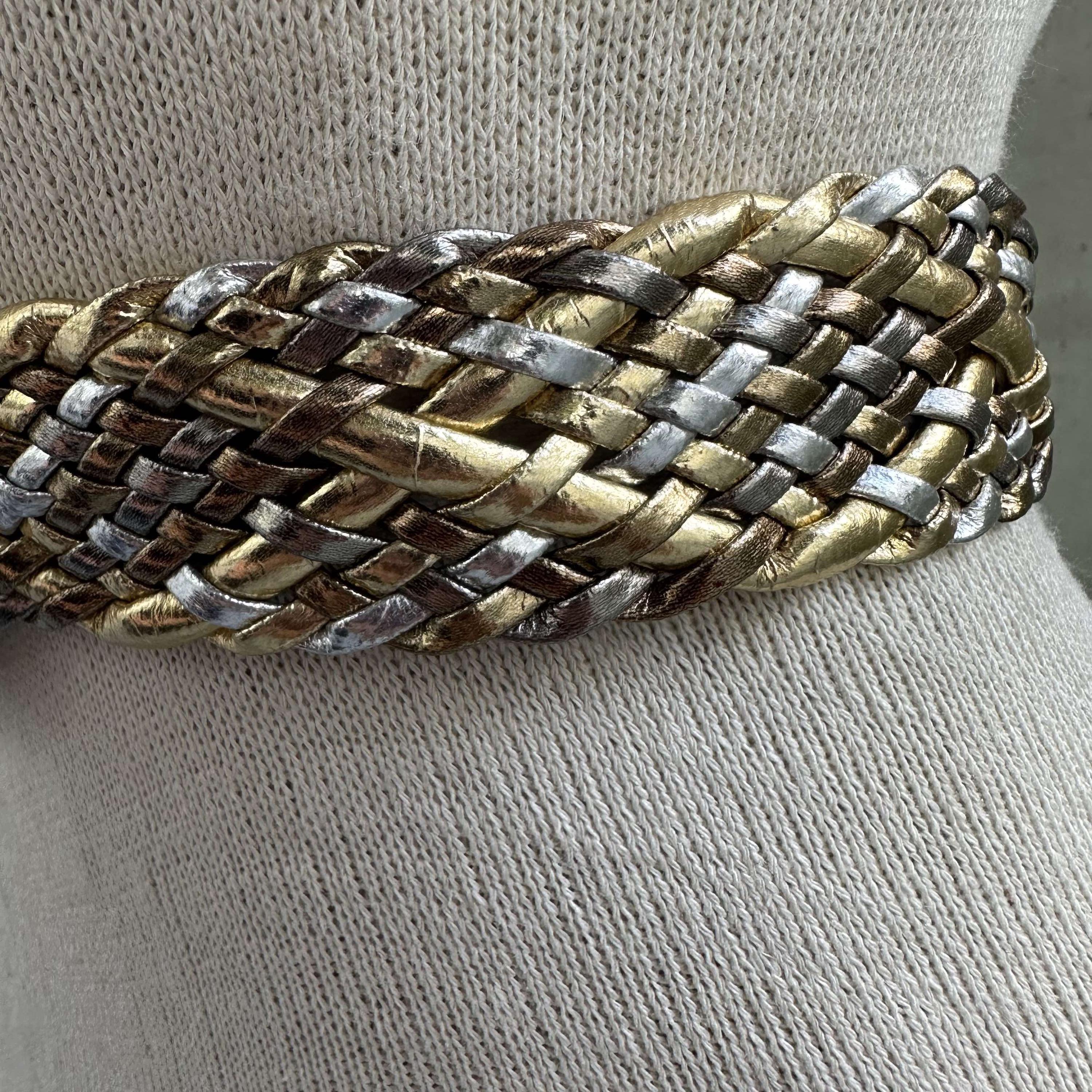 Vintage Metallic Gold Braided Passementerie Belt – Boho Chic Statement VTG Wide Woven Braided Boho Metallic Hip Belt Chunky Gold  main image 2