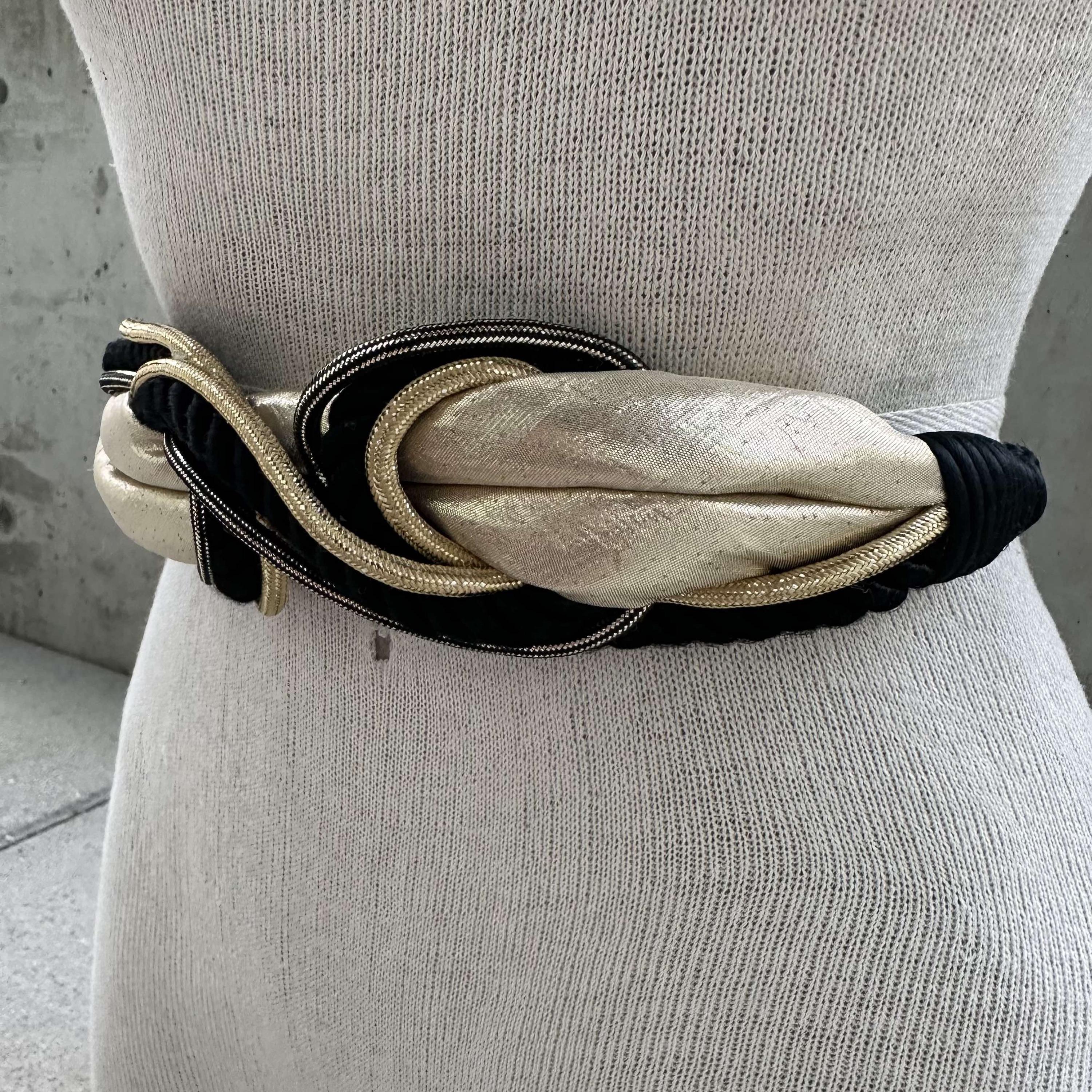 ❤️ Rare Very Stylish Black and Gold Women\'s Rope knot leather Belt Black Gold Knot Belt - Etsy main image 2