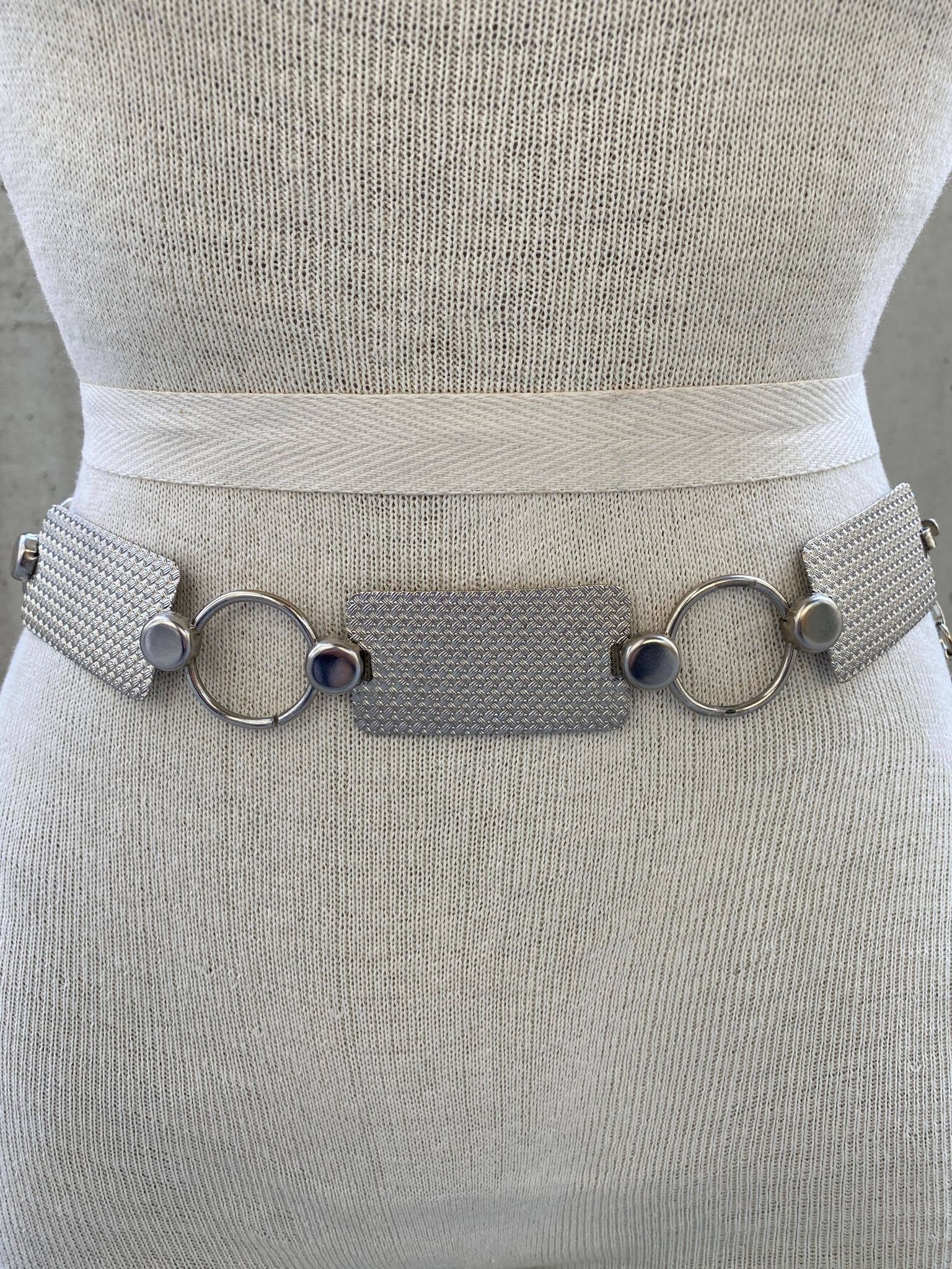Vintage Y2K Rhinestone Chain Belt Silver Waist Hip Belt Glam Plus Size 07-25-  main image 3