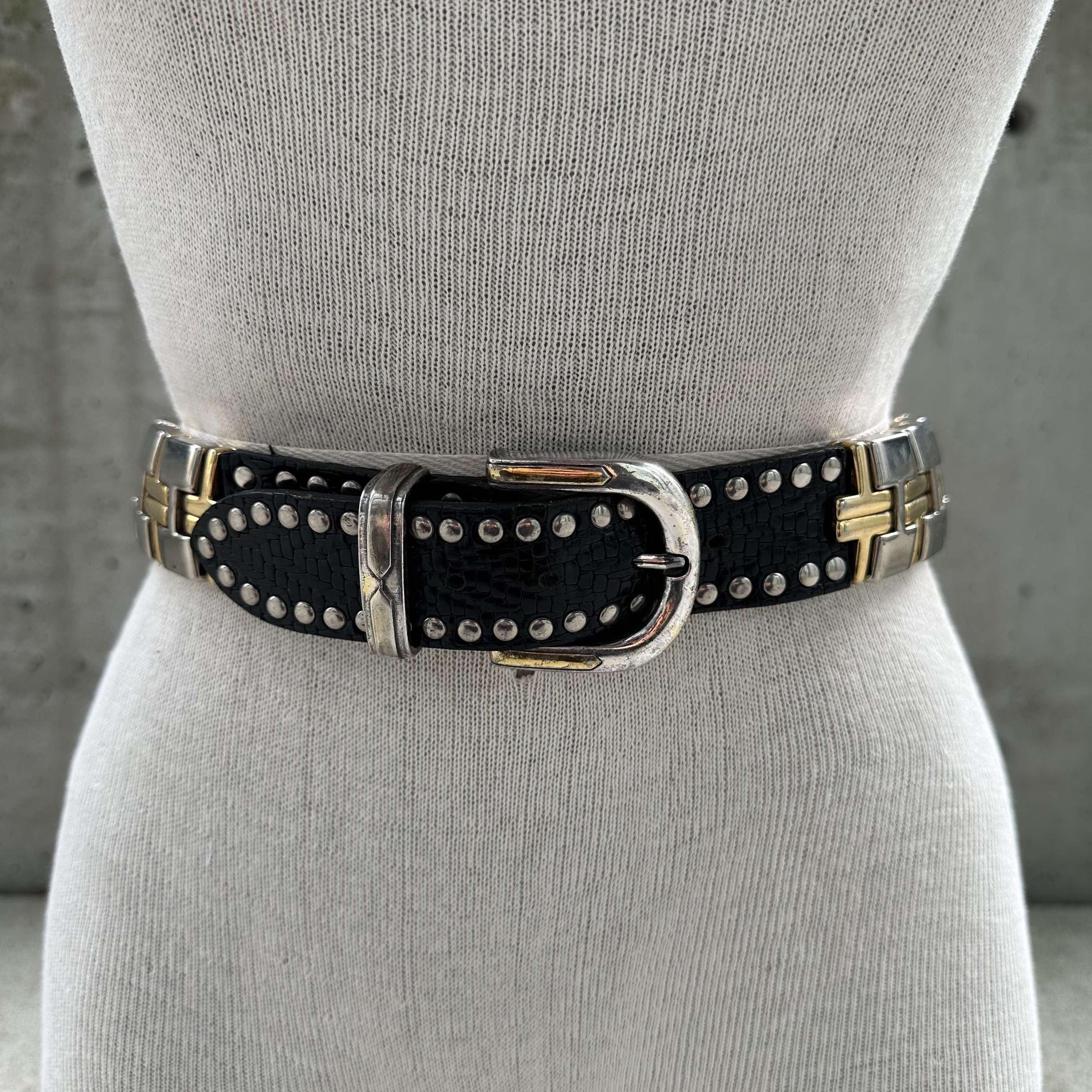 NANNI Women\'s Black Leather Studded Belt - 90/36 Leather belt Nanni Milano Black size 85 cm in Leather - 28878594 main image 2