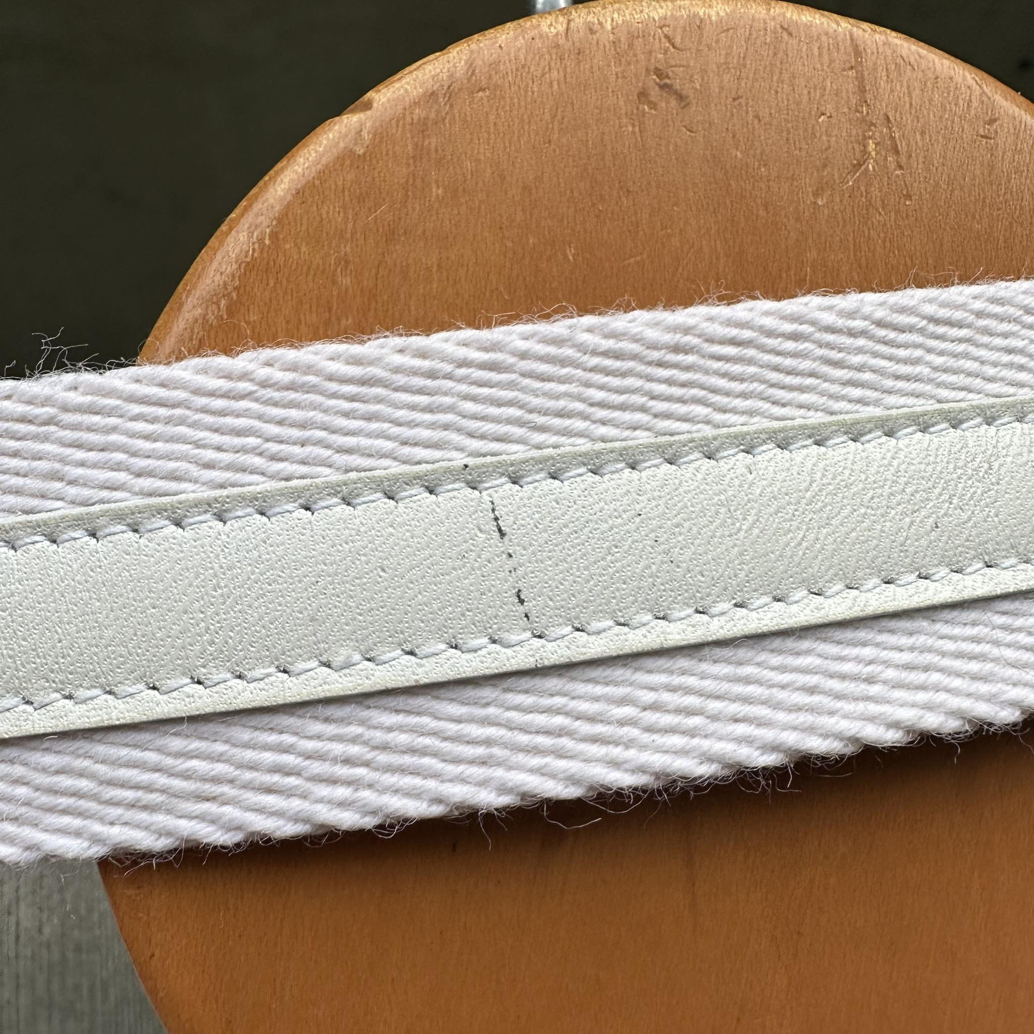 Vintage Dunhill Belt, 90s off White Canvas and Leather Belt