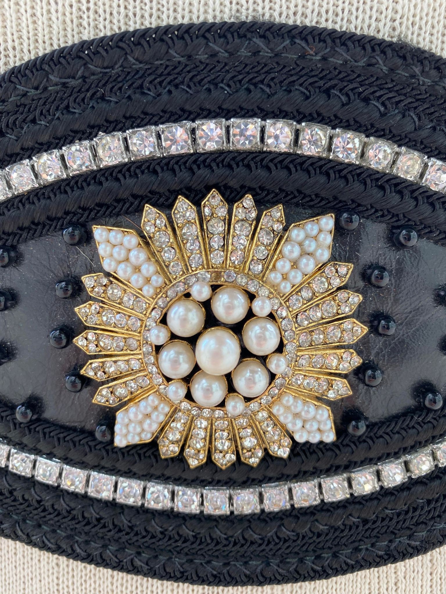 R.J Graziano VTGleather Black Beaded Belt Multicolor thick Gemstones bedazzled Graziano Belt - Etsy main image 2