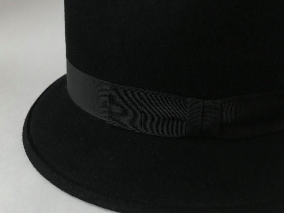 Black Rabbit Fur Felt FEDORA Hat, Vintage Magill Hat MFG