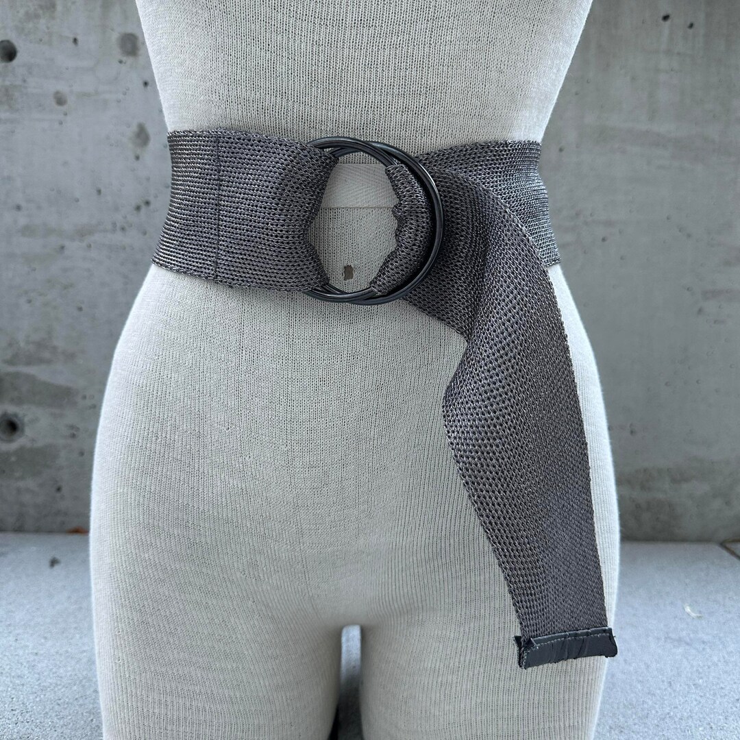90s Banana Republic Wide Metal Mesh Belt, Double O Ring Buckle, Dark ...